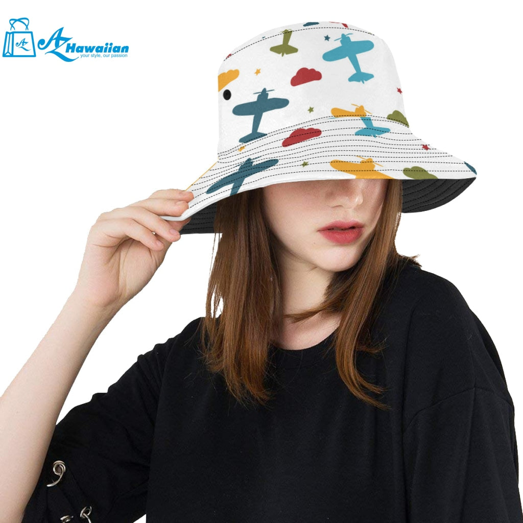 Airplane star cloud colorful Unisex Bucket Hat