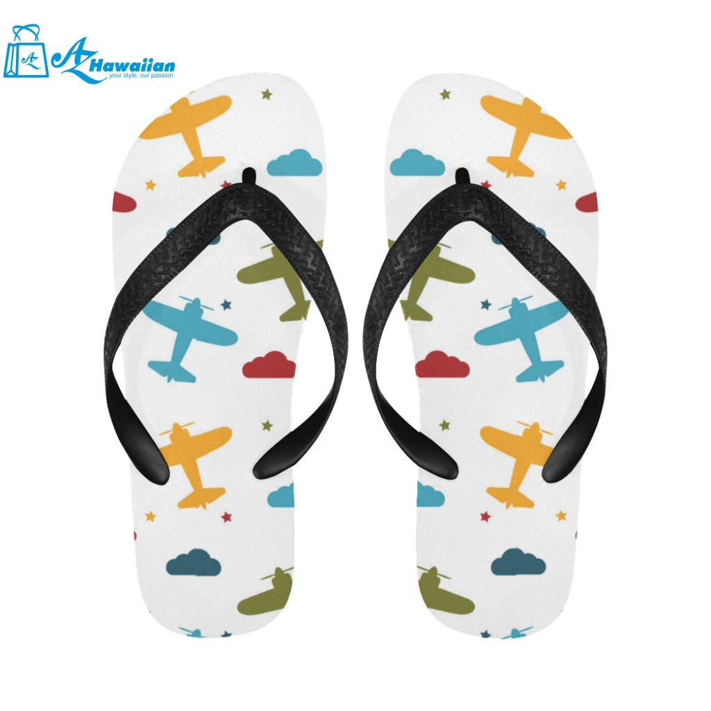 Airplane star cloud colorful Unisex Flip Flops