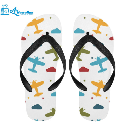 Airplane star cloud colorful Unisex Flip Flops