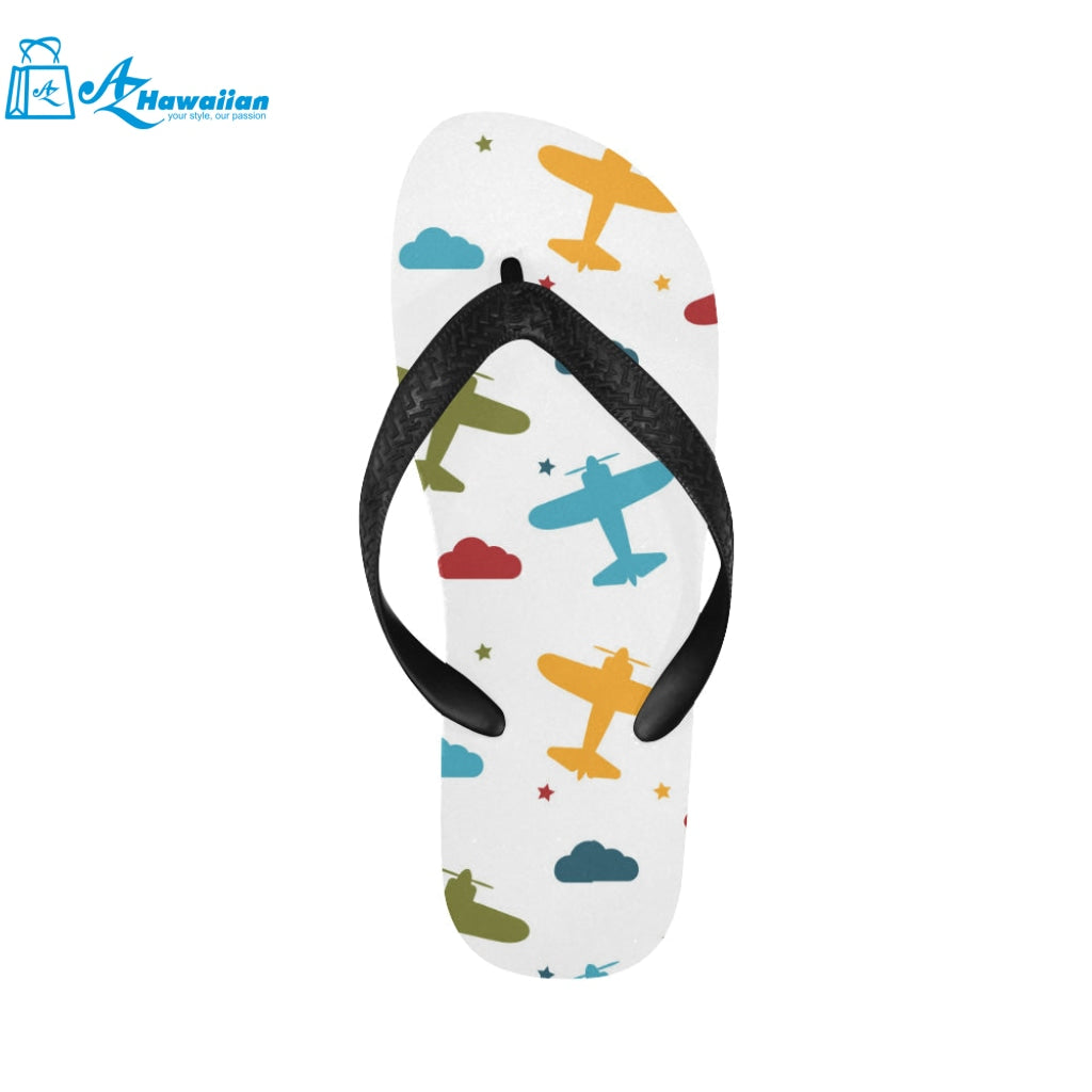 Airplane star cloud colorful Unisex Flip Flops