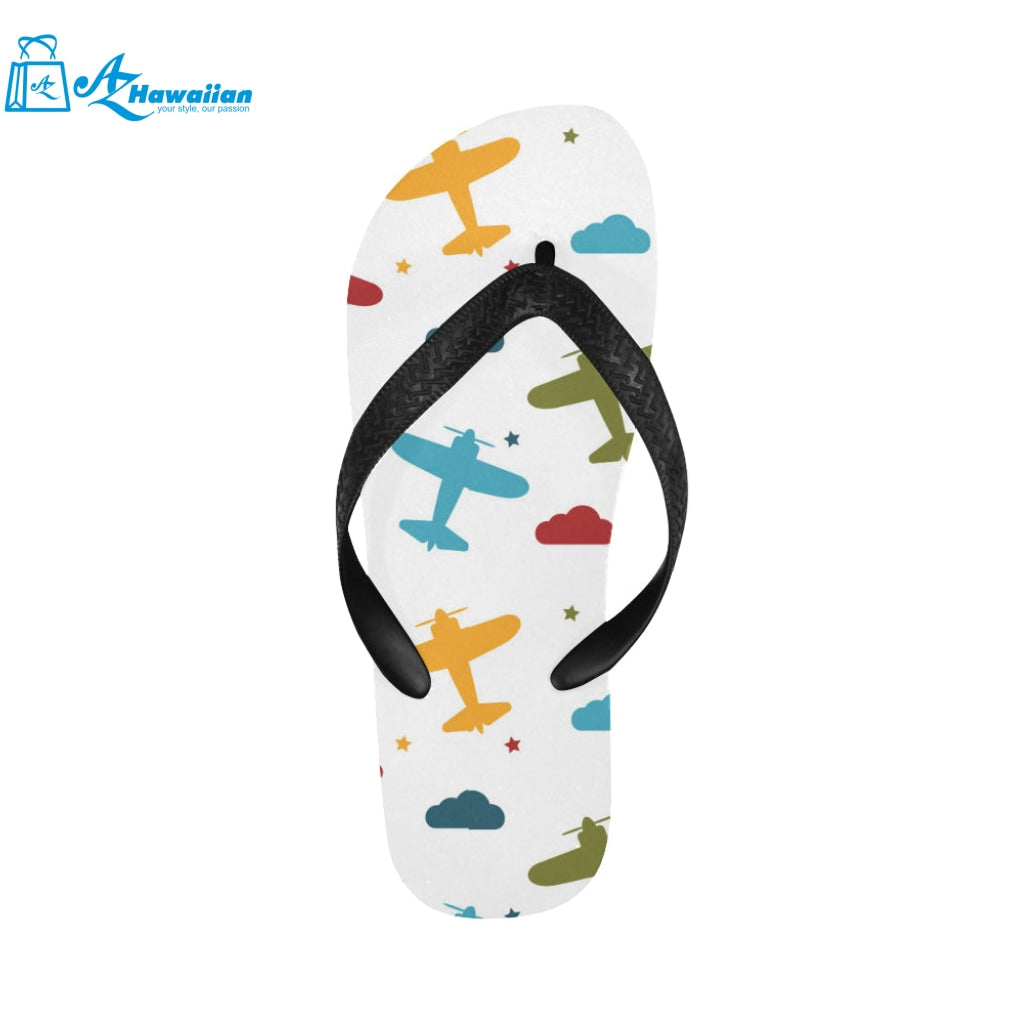 Airplane star cloud colorful Unisex Flip Flops