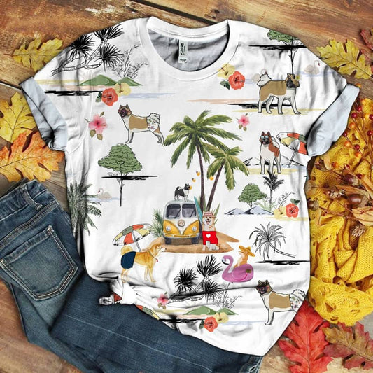 Akita Hawaii Beach Retro Hawaiian Shirt