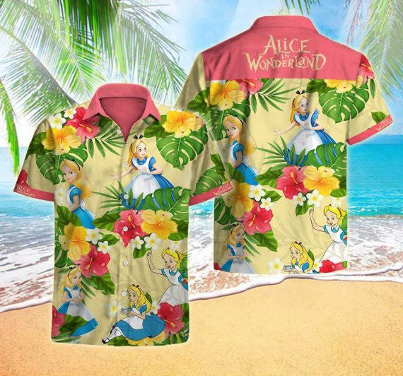 Alice’S Adventures In Wonderland Hawaii Shirt, Print Short Sleeve 