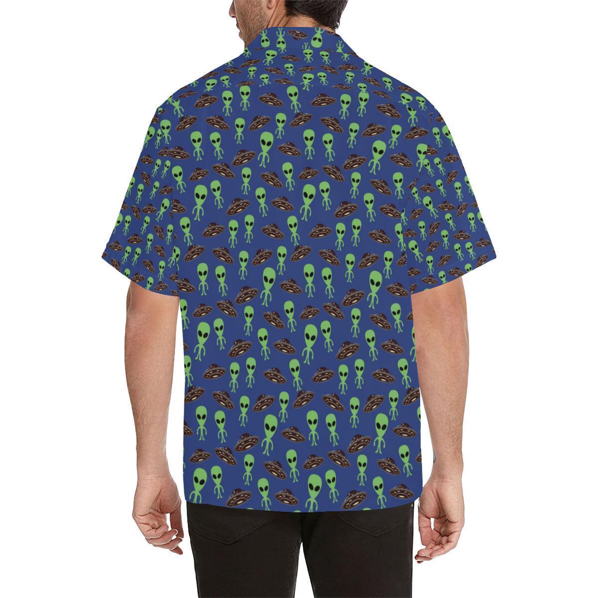 Alien Green Ufo Pattern Hawaiian Shirt