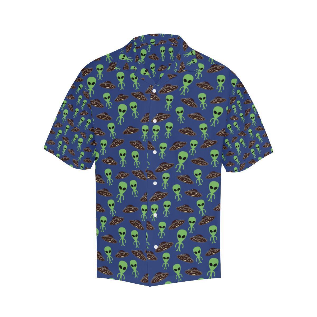 Alien Green Ufo Pattern Hawaiian Shirt