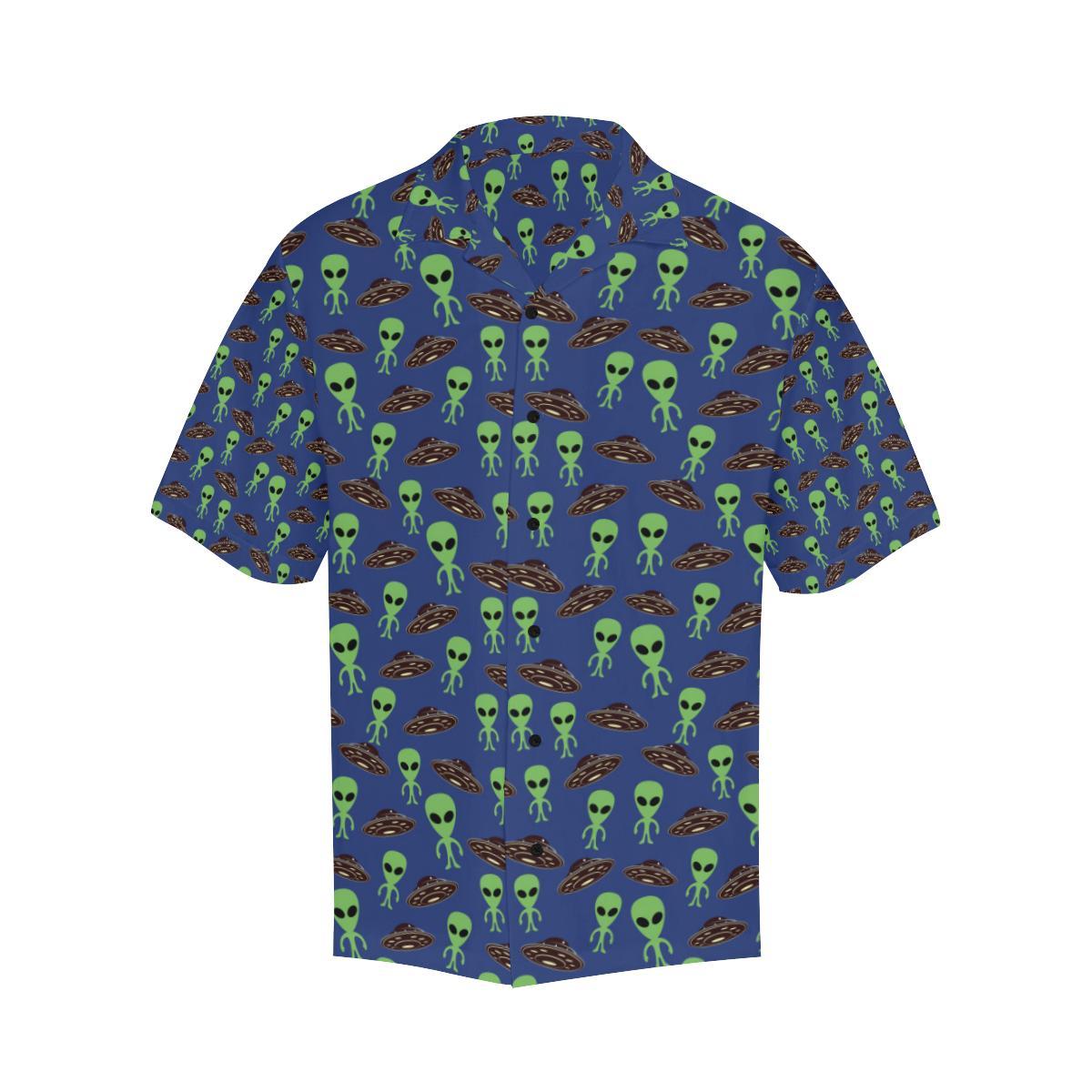 Alien Green Ufo Pattern Hawaiian Shirt