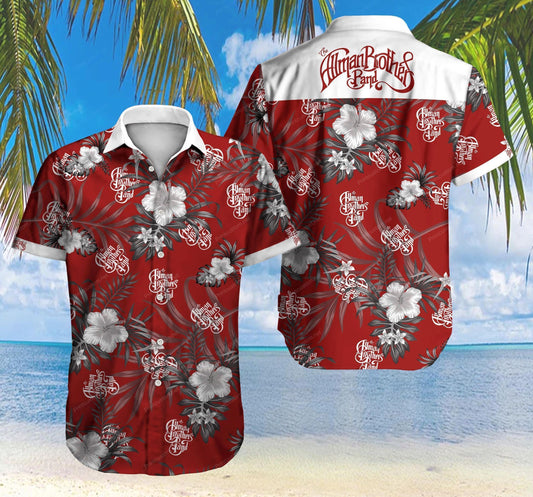 Allman Brother Band Hawaiian Graphic Print Short Sleeve 