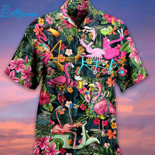 Aloha Flamingo Unisex Hawaiian Shirt 3D Summer Holiday Beach Party Shirts S-5Xl