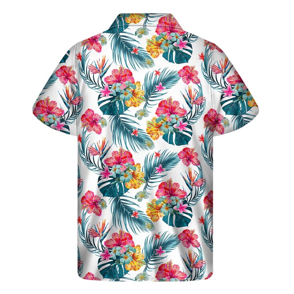 Aloha Hawaii Floral Pattern Print Mens Short Sleeve Shirt Hawaiian