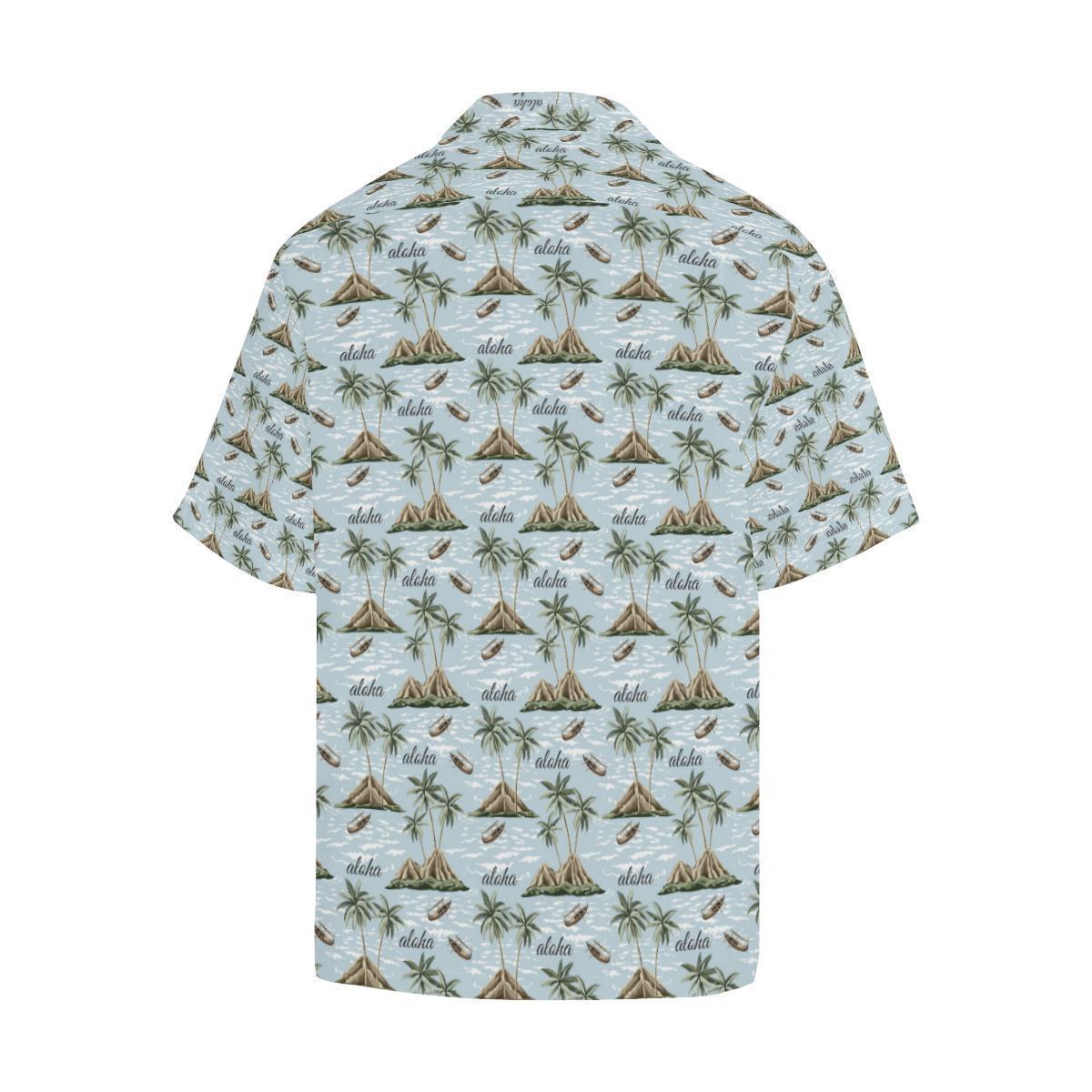 Aloha Hawaii Island Design Themed Print Hawaiian Shirt