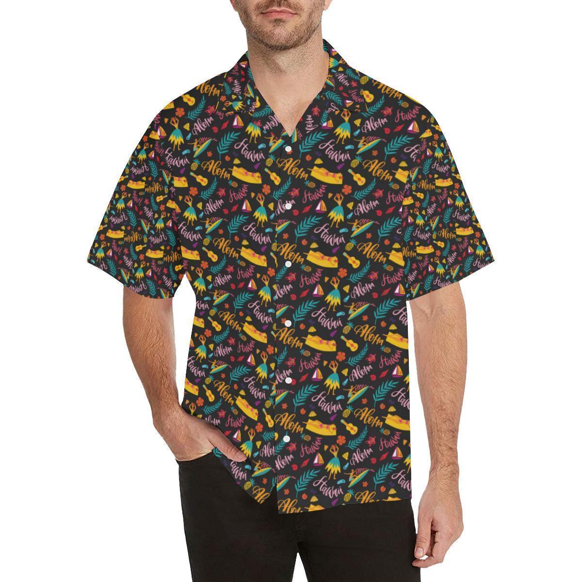 Aloha Hawaii Summer Design Themed Print Hawaiian Shirt