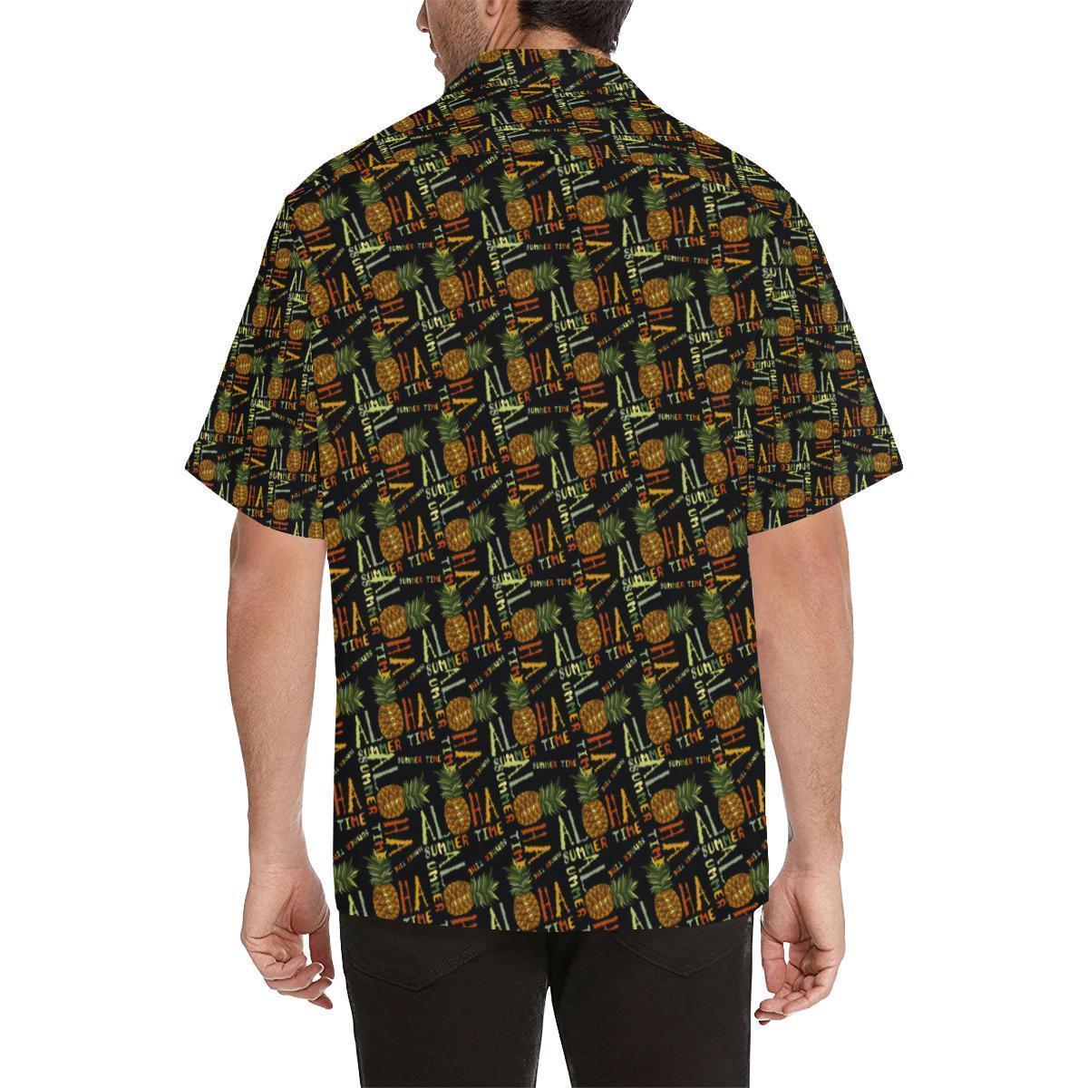 Aloha Hawaii Time Design Themed Print Hawaiian Shirt