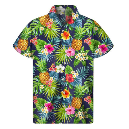 Aloha Hawaii Tropical Pattern Print Mens Short Sleeve Shirt Hawaiian