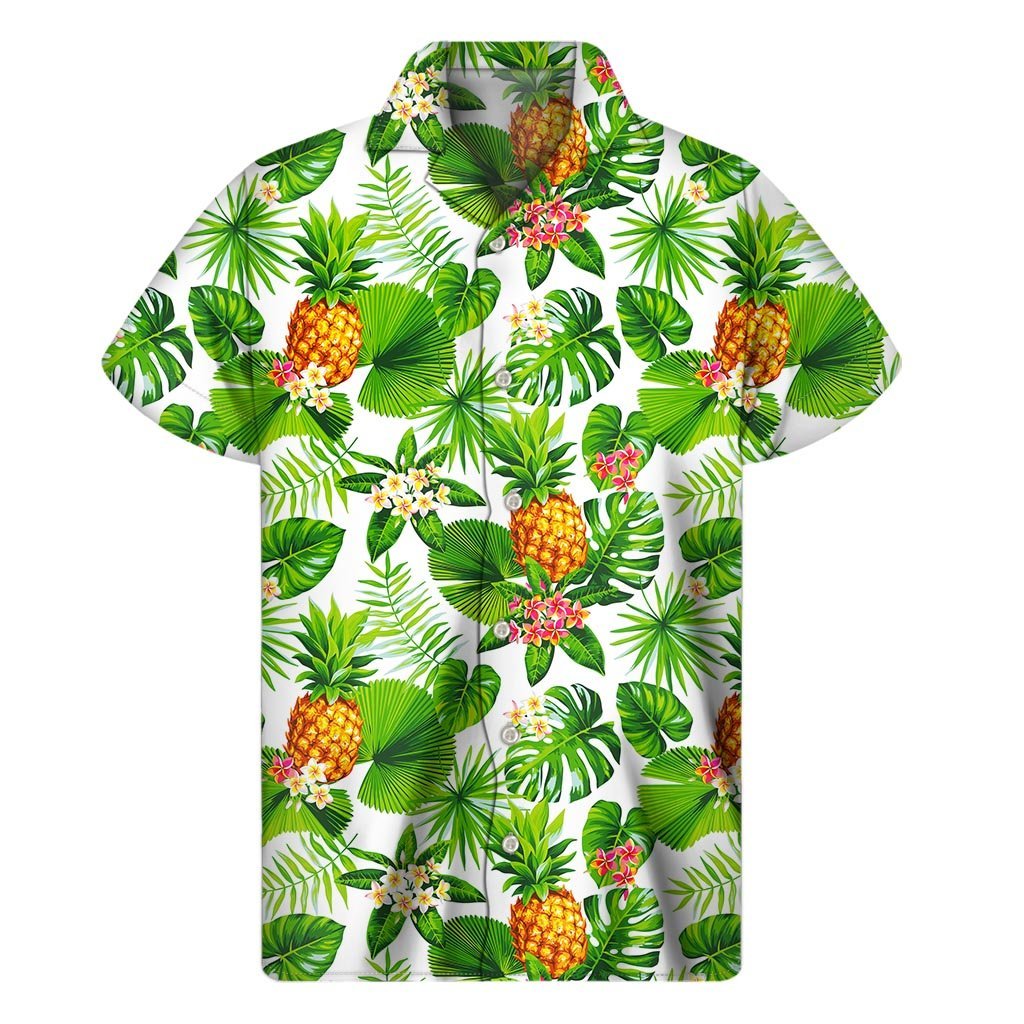 Aloha Hawaiian Pineapple Pattern Print Mens Short Sleeve Shirt