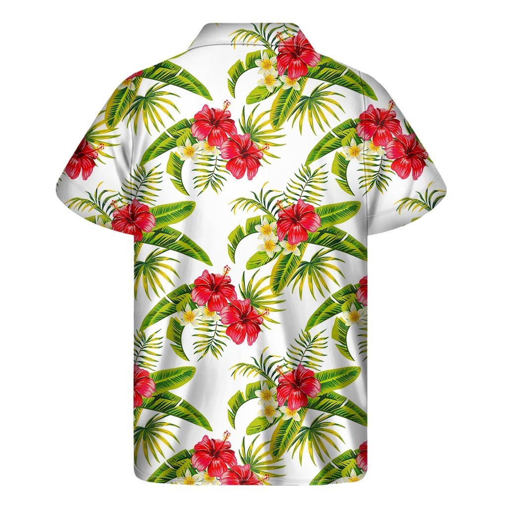 Aloha Hibiscus Tropical Pattern Print Mens Short Sleeve Shirt Hawaiian