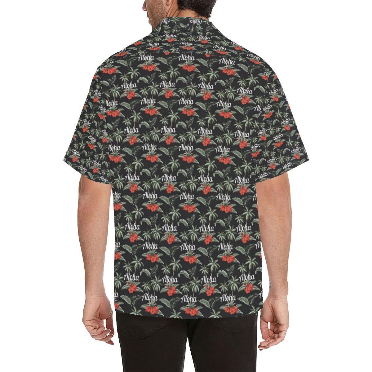 Aloha Palm Tree Design Themed Print Hawaiian Shirt