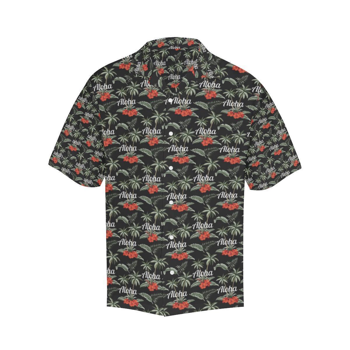 Aloha Palm Tree Design Themed Print Hawaiian Shirt