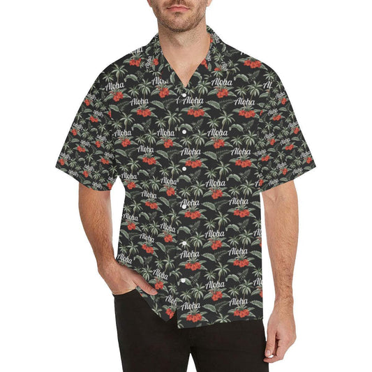 Aloha Palm Tree Design Themed Print Hawaiian Shirt