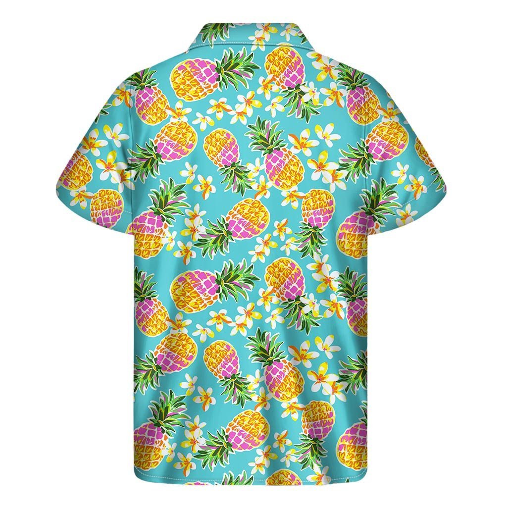 Aloha Summer Pineapple Pattern Print Mens Short Sleeve Shirt Hawaiian