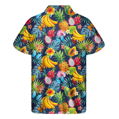 Aloha Tropical Fruits Pattern Print Mens Short Sleeve Shirt Hawaiian