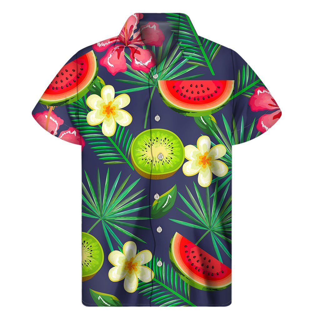 Aloha Tropical Watermelon Pattern Print Mens Short Sleeve Shirt Hawaiian