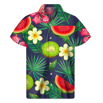 Aloha Tropical Watermelon Pattern Print Mens Short Sleeve Shirt Hawaiian