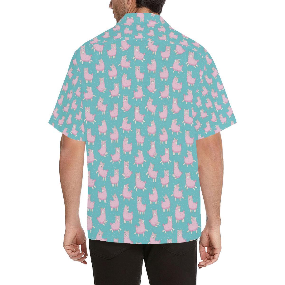 Alpaca Cartoon Design Themed Print Hawaiian Shirt