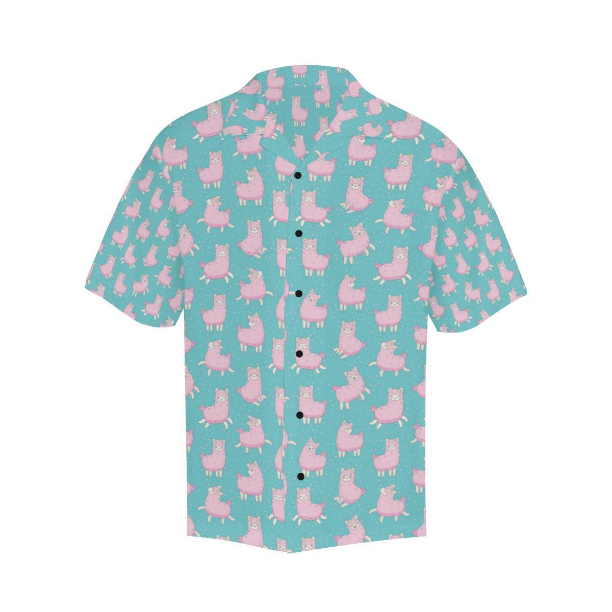 Alpaca Cartoon Design Themed Print Hawaiian Shirt