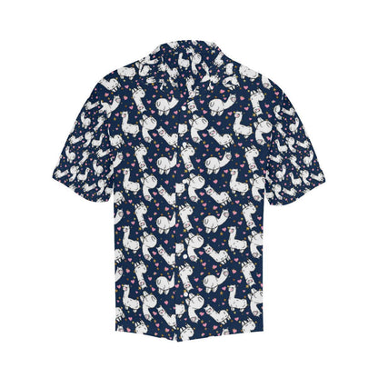 Alpaca Heart Star Design Themed Print Hawaiian Shirt