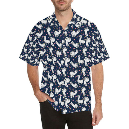 Alpaca Heart Star Design Themed Print Hawaiian Shirt