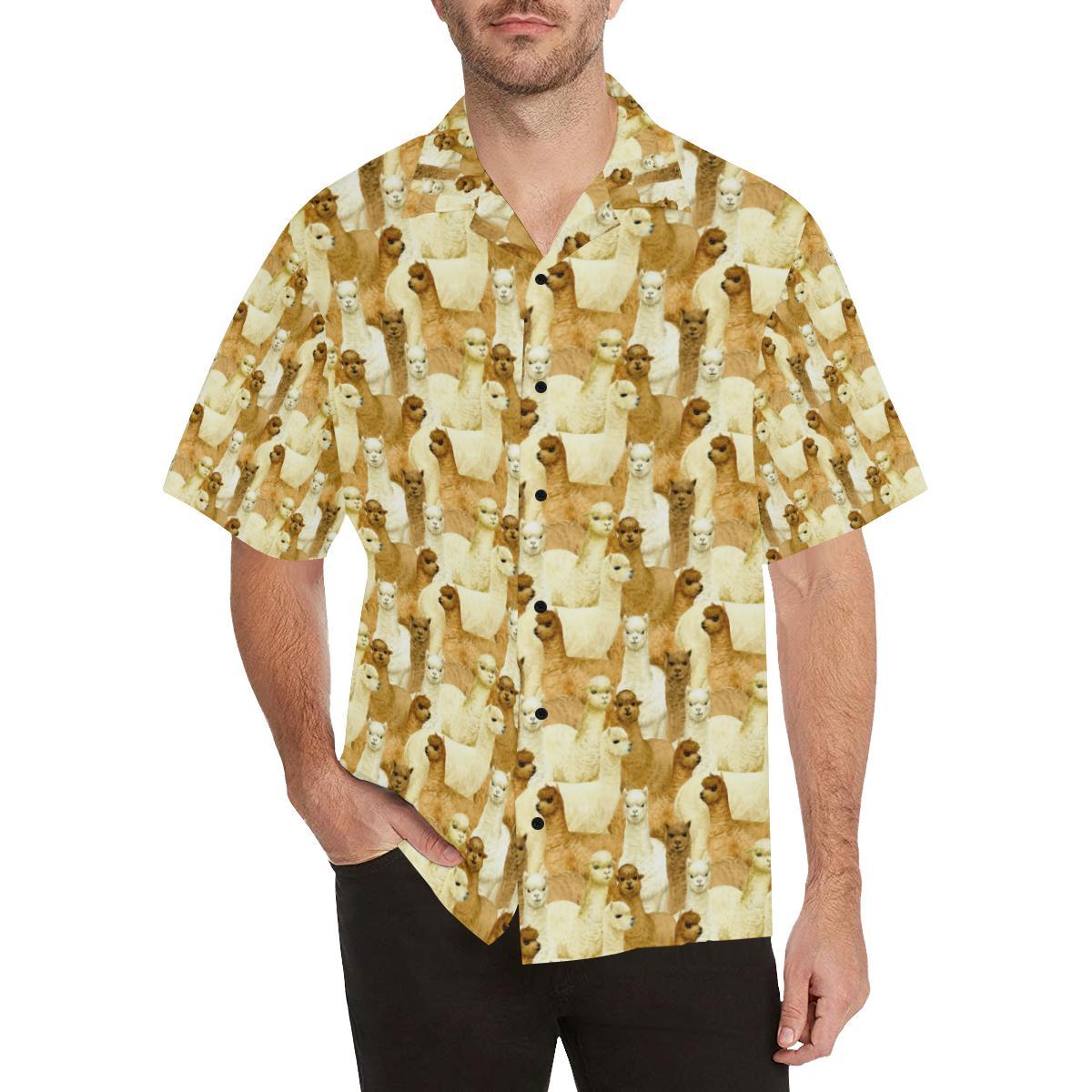 Alpaca Watercolor Design Themed Print Hawaiian Shirt