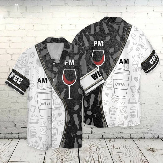 Am Coffee Pm Wine For Men And Women Graphic Print Short Sleeve 