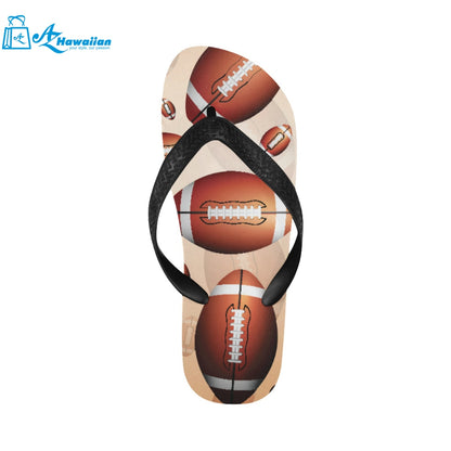 American football ball design pattern Unisex Flip Flops