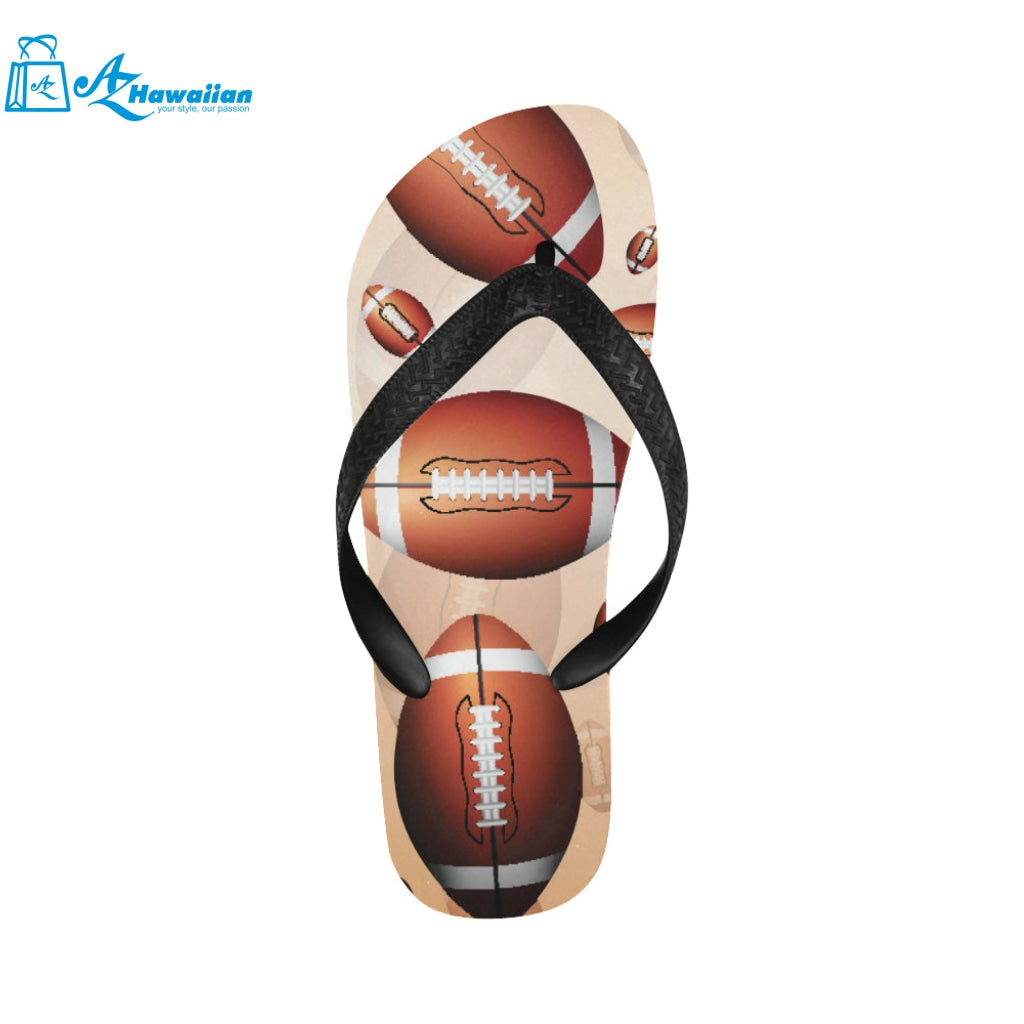 American football ball design pattern Unisex Flip Flops