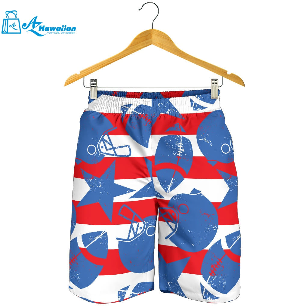 American Football Ball Star Stripes Pattern Men Shorts