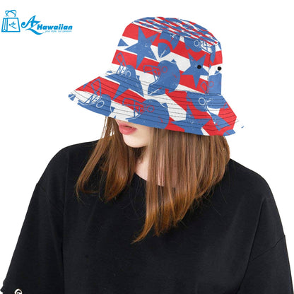 American football ball star stripes pattern Unisex Bucket Hat