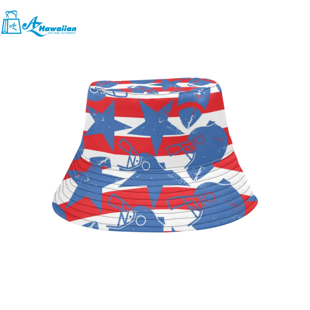 American football ball star stripes pattern Unisex Bucket Hat