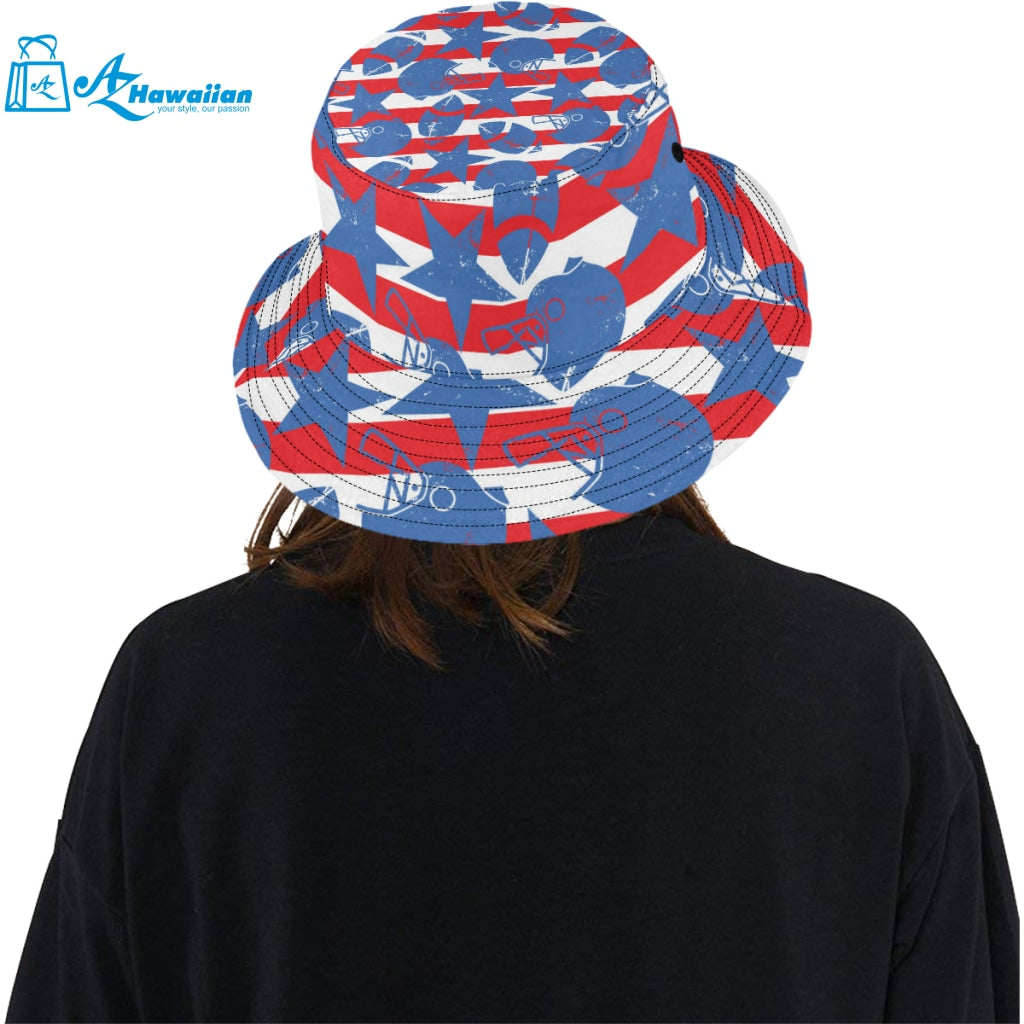 American football ball star stripes pattern Unisex Bucket Hat