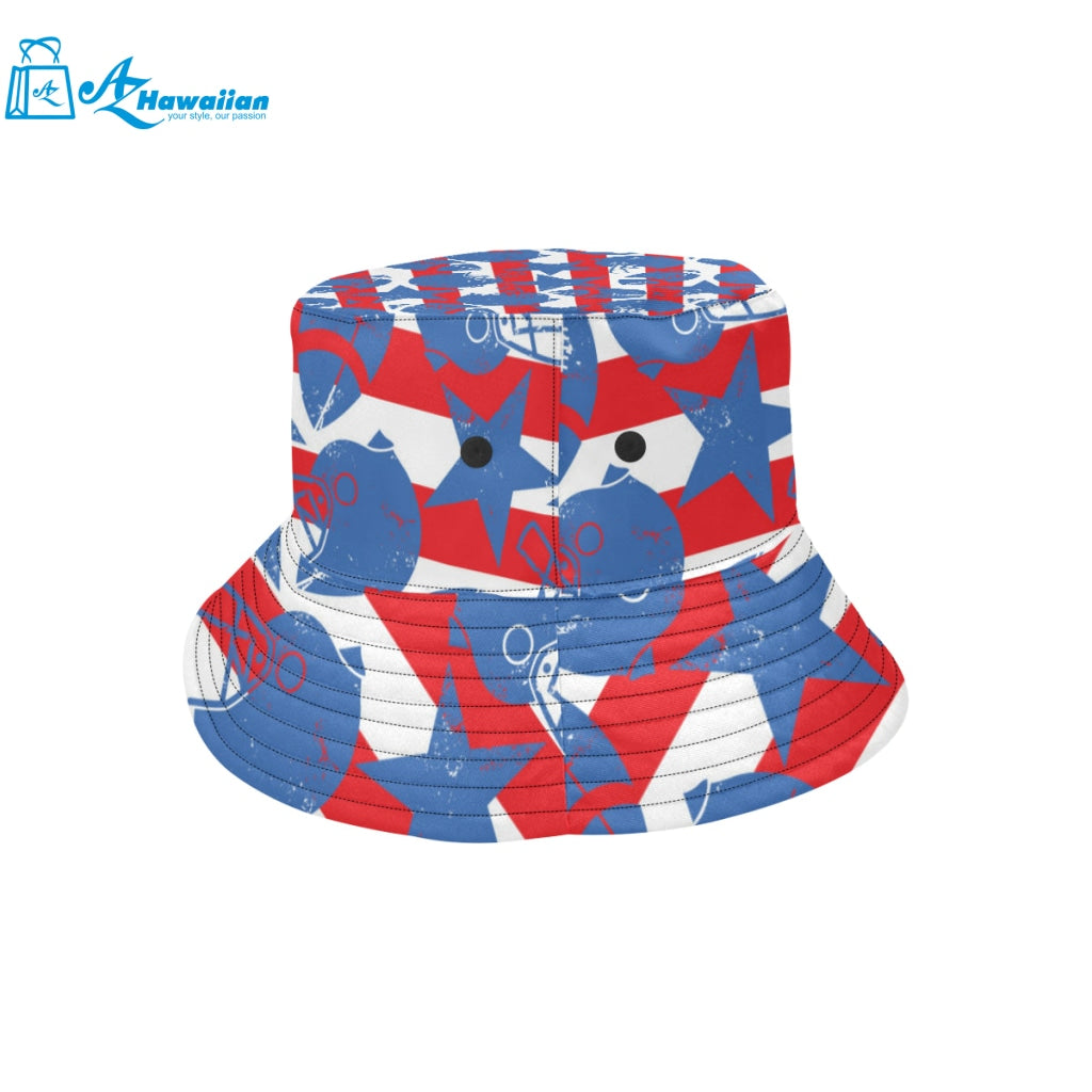 American football ball star stripes pattern Unisex Bucket Hat