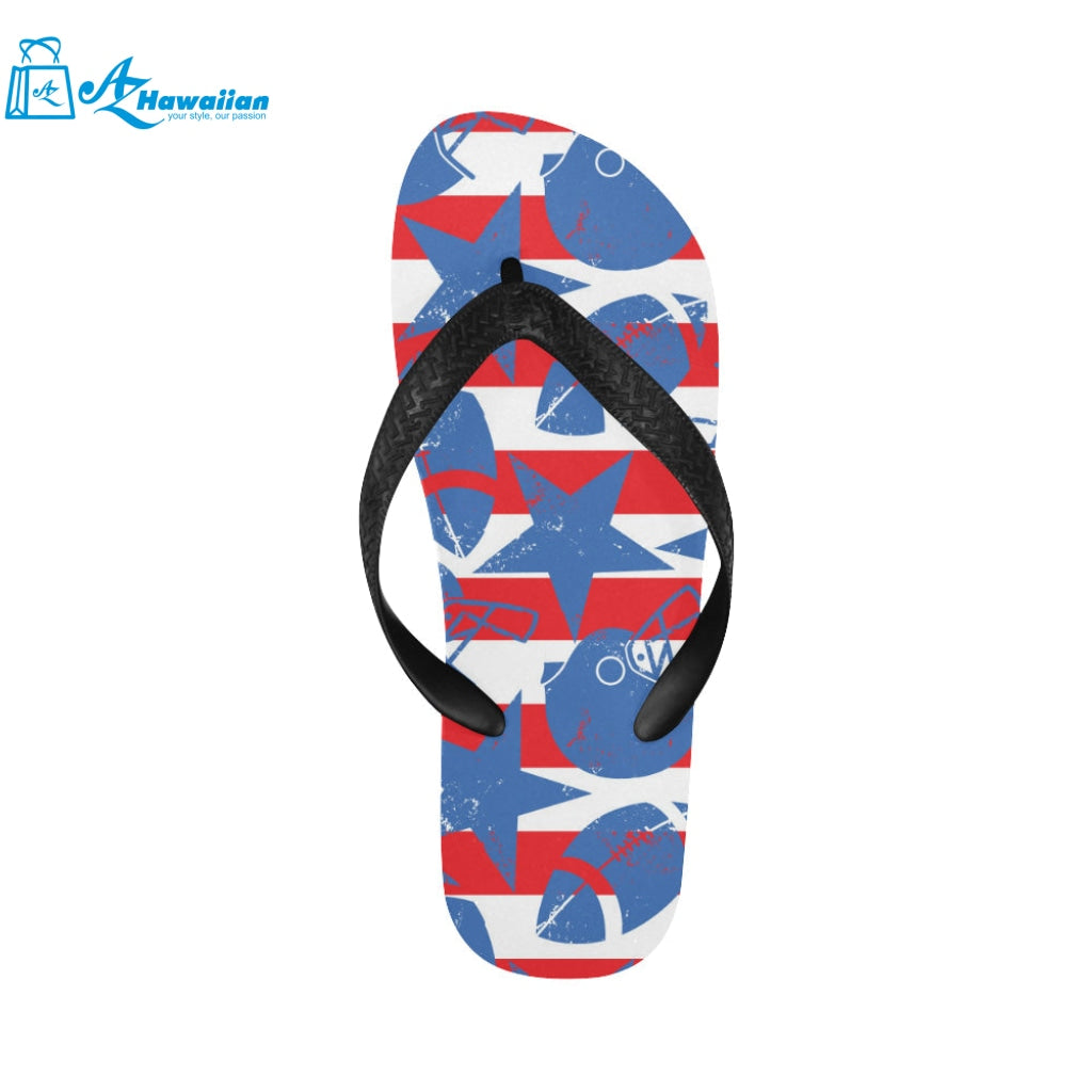 American football ball star stripes pattern Unisex Flip Flops