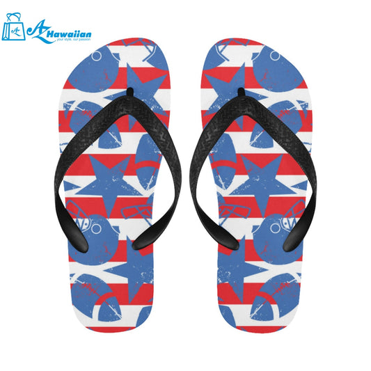 American football ball star stripes pattern Unisex Flip Flops