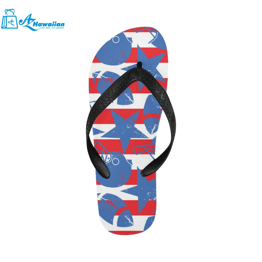 American football ball star stripes pattern Unisex Flip Flops