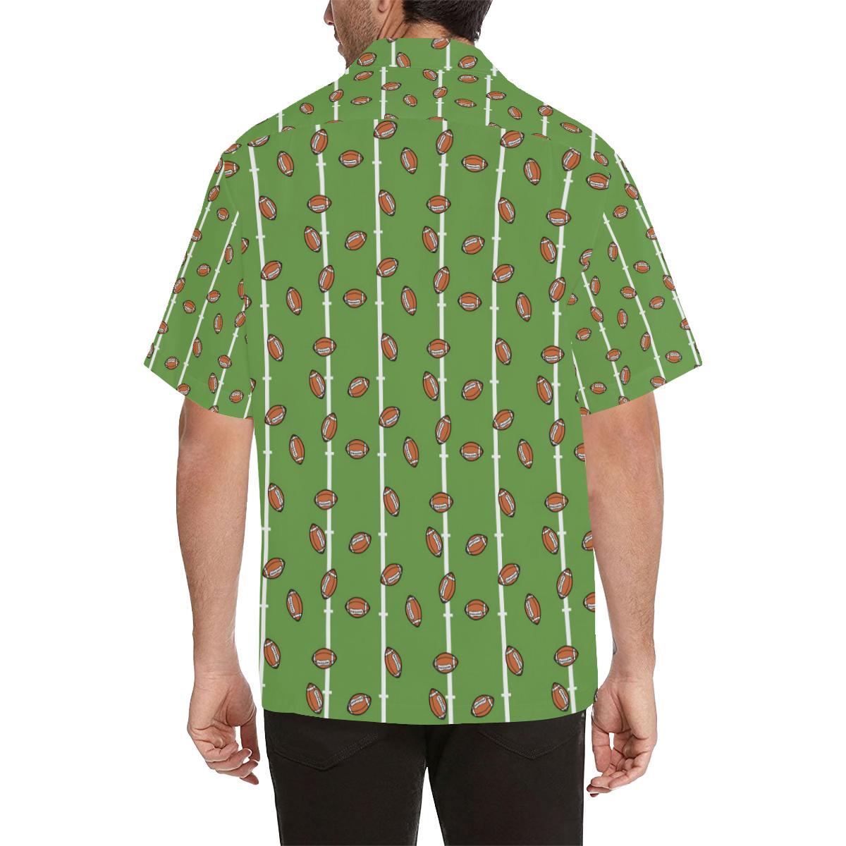 American Football On Field Themed Print Hawaiian Shirt