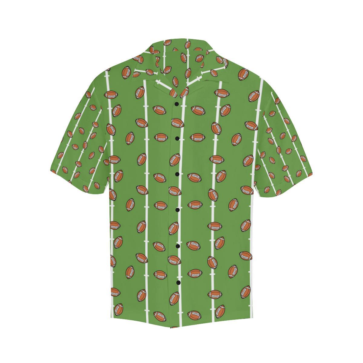 American Football On Field Themed Print Hawaiian Shirt