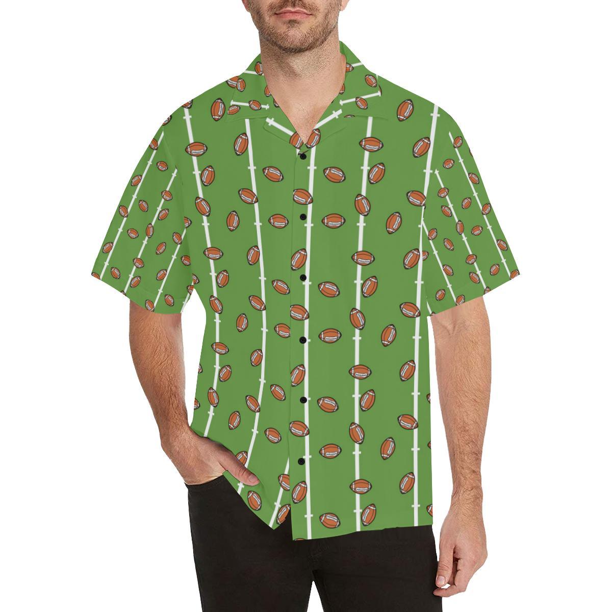 American Football On Field Themed Print Hawaiian Shirt