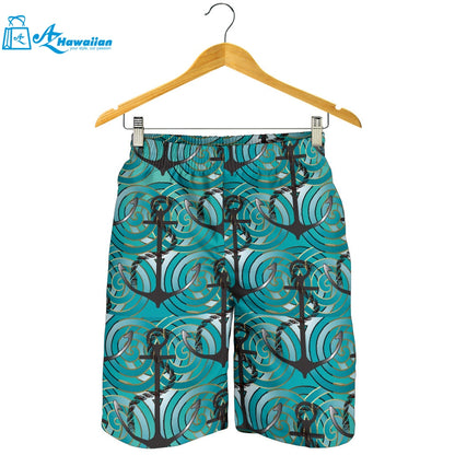 Anchor Nautical Green Background Men Shorts