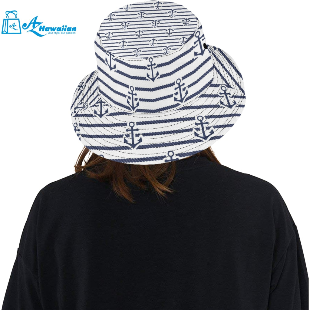 Anchor rope nautical pattern Unisex Bucket Hat