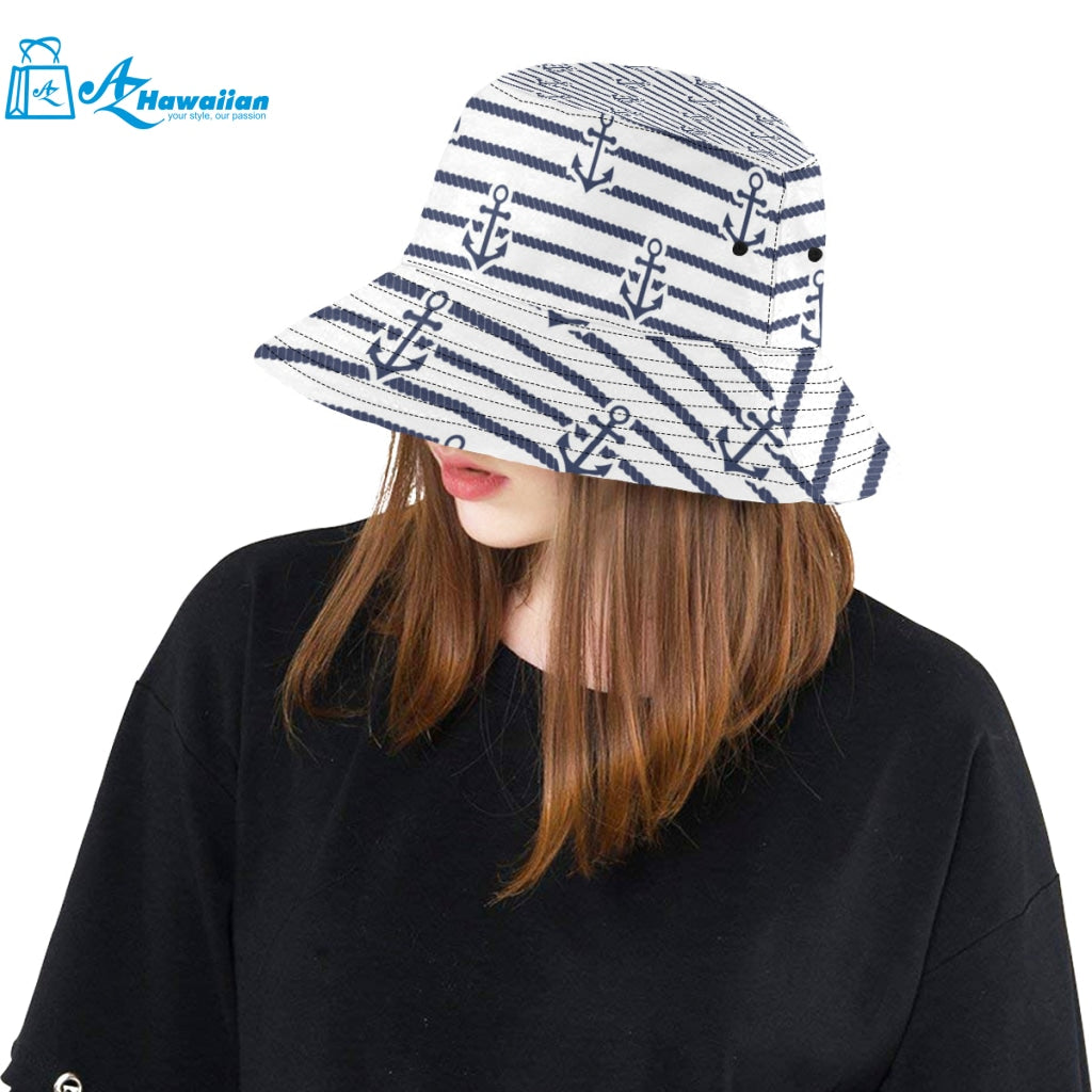 Anchor rope nautical pattern Unisex Bucket Hat