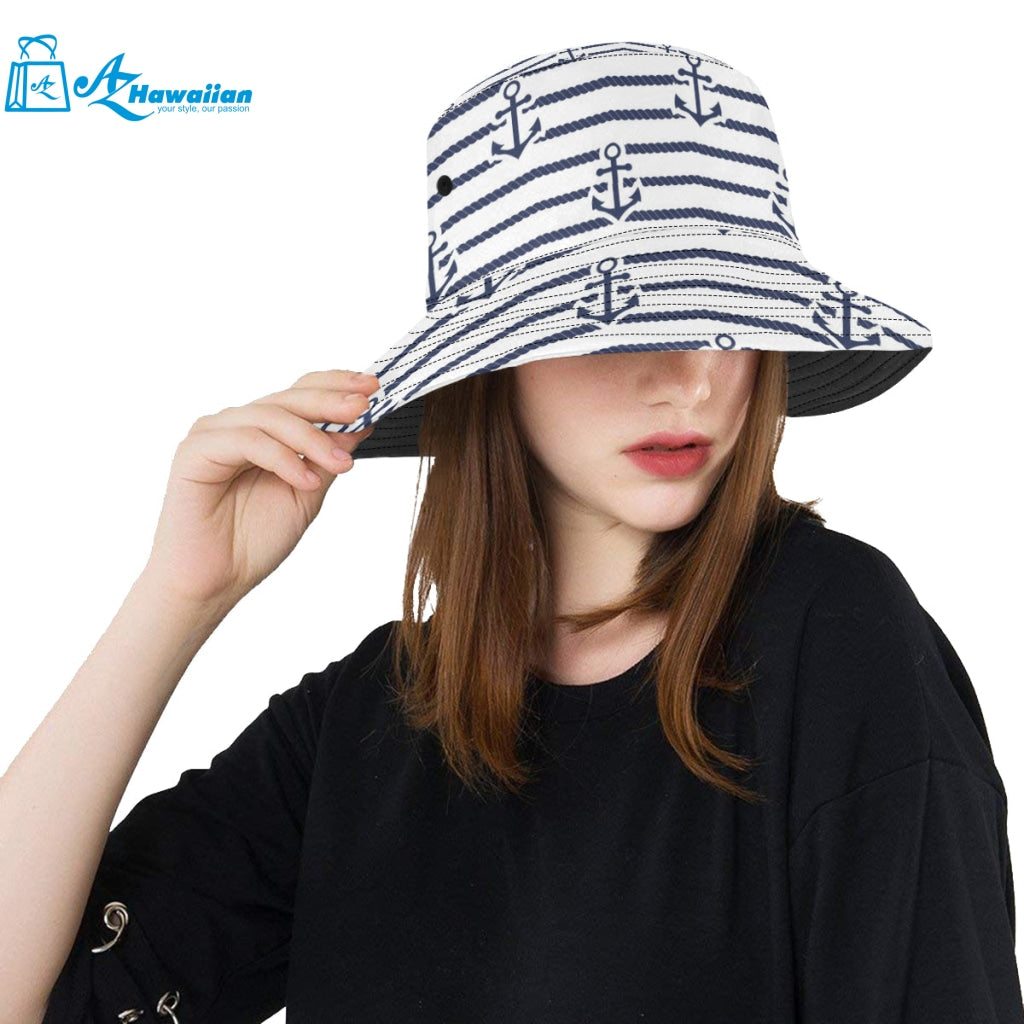 Anchor rope nautical pattern Unisex Bucket Hat