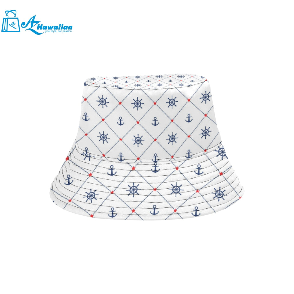 Anchor rudder nautical design pattern Unisex Bucket Hat